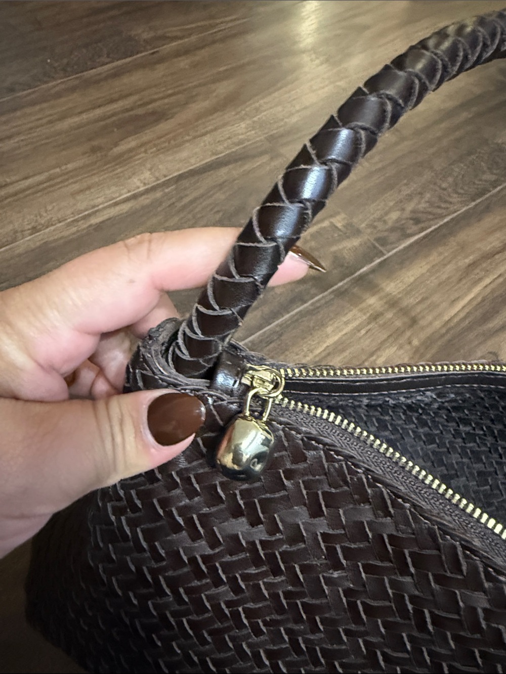 NWT Madewell The Signature Woven Zip Top Shoulder Bag in Coffee Bean - Picture 6 of 12